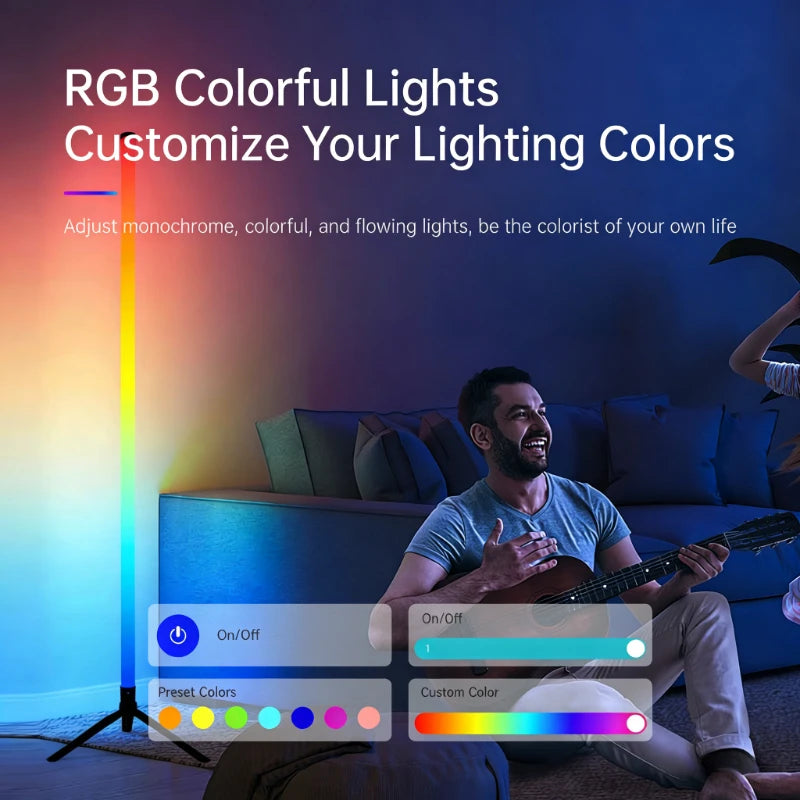 120CM LED RGB Floor Lamp Bar, Sound Pickup Ambient Light, Corner Wall Light for Bedroom, E-Sports Room Live Atmosphere Lamp