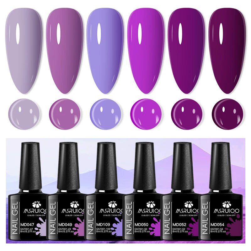 6pcs 8ml Summer Color Gel Nail Polish Set HEMA TPO FREE Semi Permanent Soak Off UV Gel Varnish Nail Art Decoration Nail Supplies