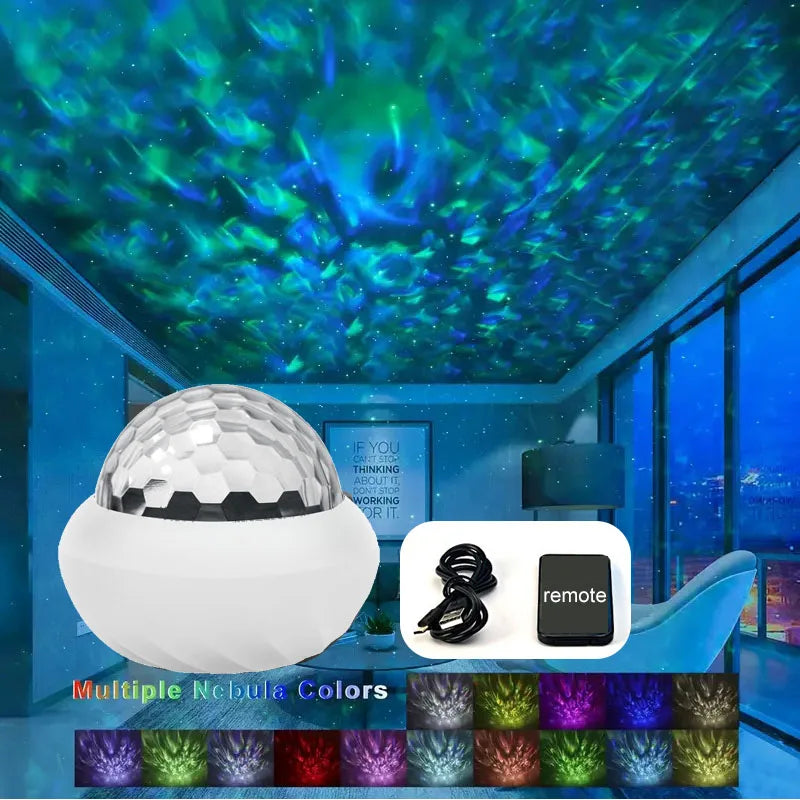 RGB Atmosphere Night Lights Northern Light Projector Remote Control USB Aurora Projection Lamp 360° Rotate for Home Party Decor