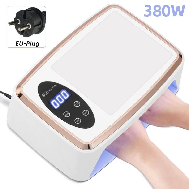 NEW 90LEDS UV LED Lamp For Nail Manicure 380W Professional Gel Polish Drying Lamps With Hand Pillow Wear High-power Nail Dryer