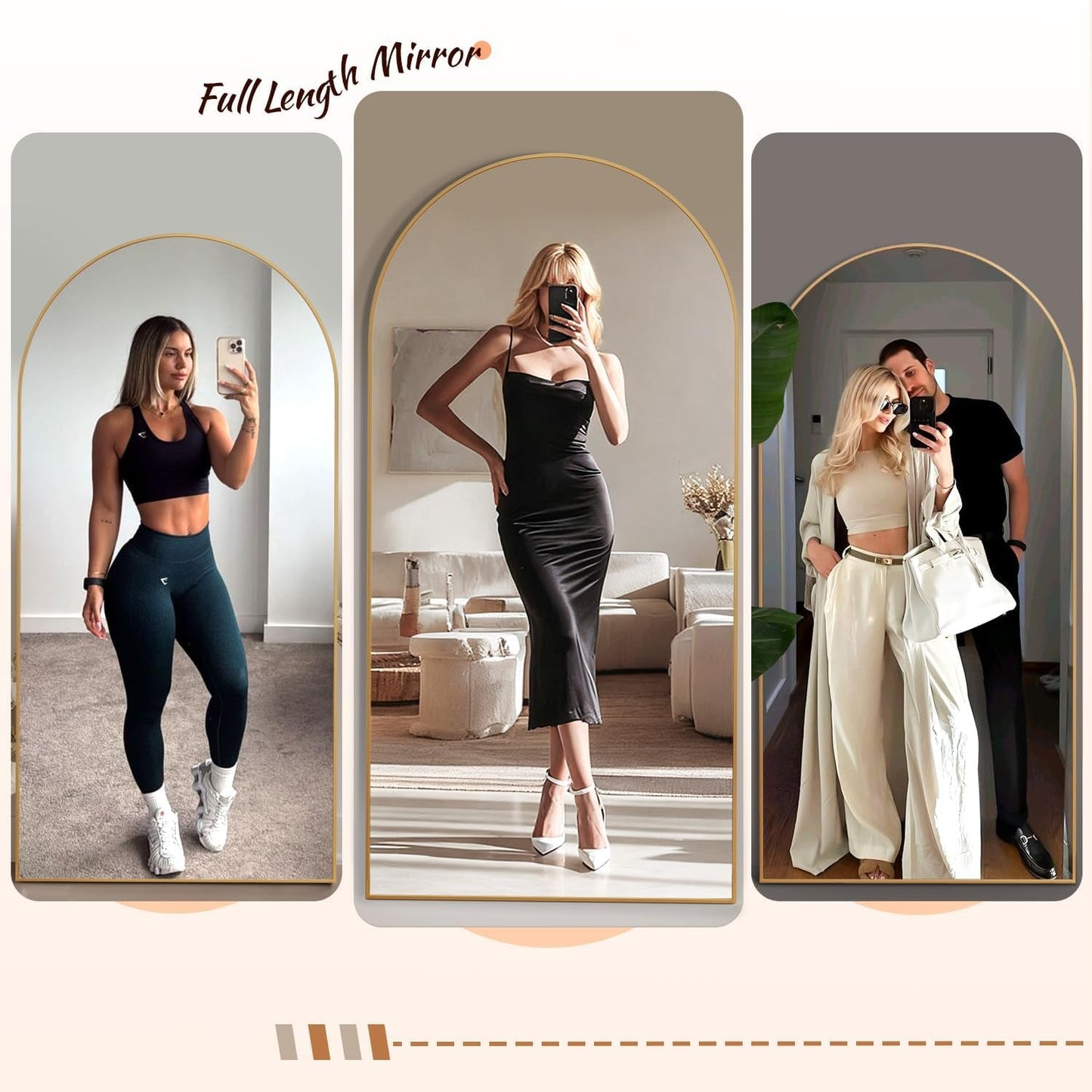 Seventy One Inch Arched Full Length Mirror Tempered Glass