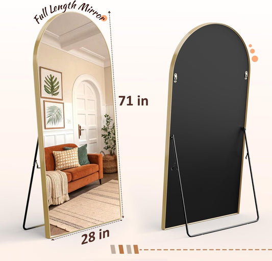 Seventy One Inch Arched Full Length Mirror Tempered Glass