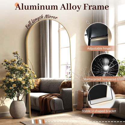 Seventy One Inch Arched Full Length Mirror Tempered Glass