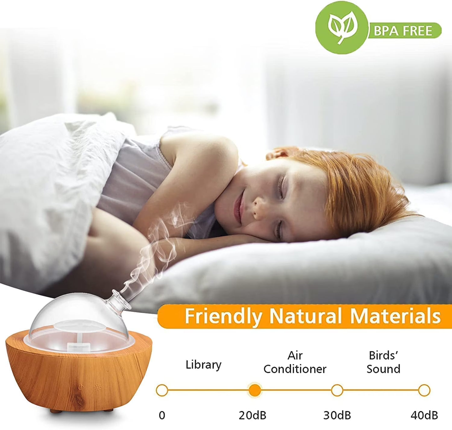 Wood Grain Base 280Ml 20 Sq Meters Aromatherapy Cool Mist Humidifier, Multiple