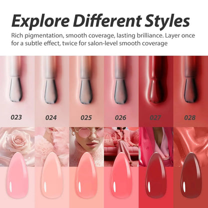 Makartt 6 Colors Gel Nail Polish Set 15ml Jelly Sheer Pink Nude White Red One N'Done Soak Off UV Nail Art Manicure Salon DIY
