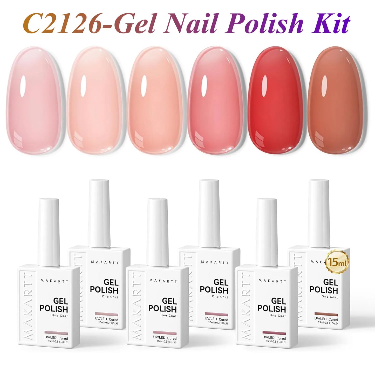 Makartt Pastel Gel Nail Polish Set 6 Colors 15ML One N'Done Spring Summer Baby Blue Green Yellow Purple Red Soak Off UV LED