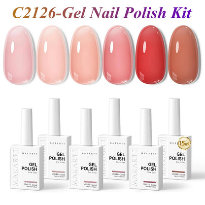 Makartt Pastel Gel Nail Polish Set 6 Colors 15ML One N'Done Spring Summer Baby Blue Green Yellow Purple Red Soak Off UV LED