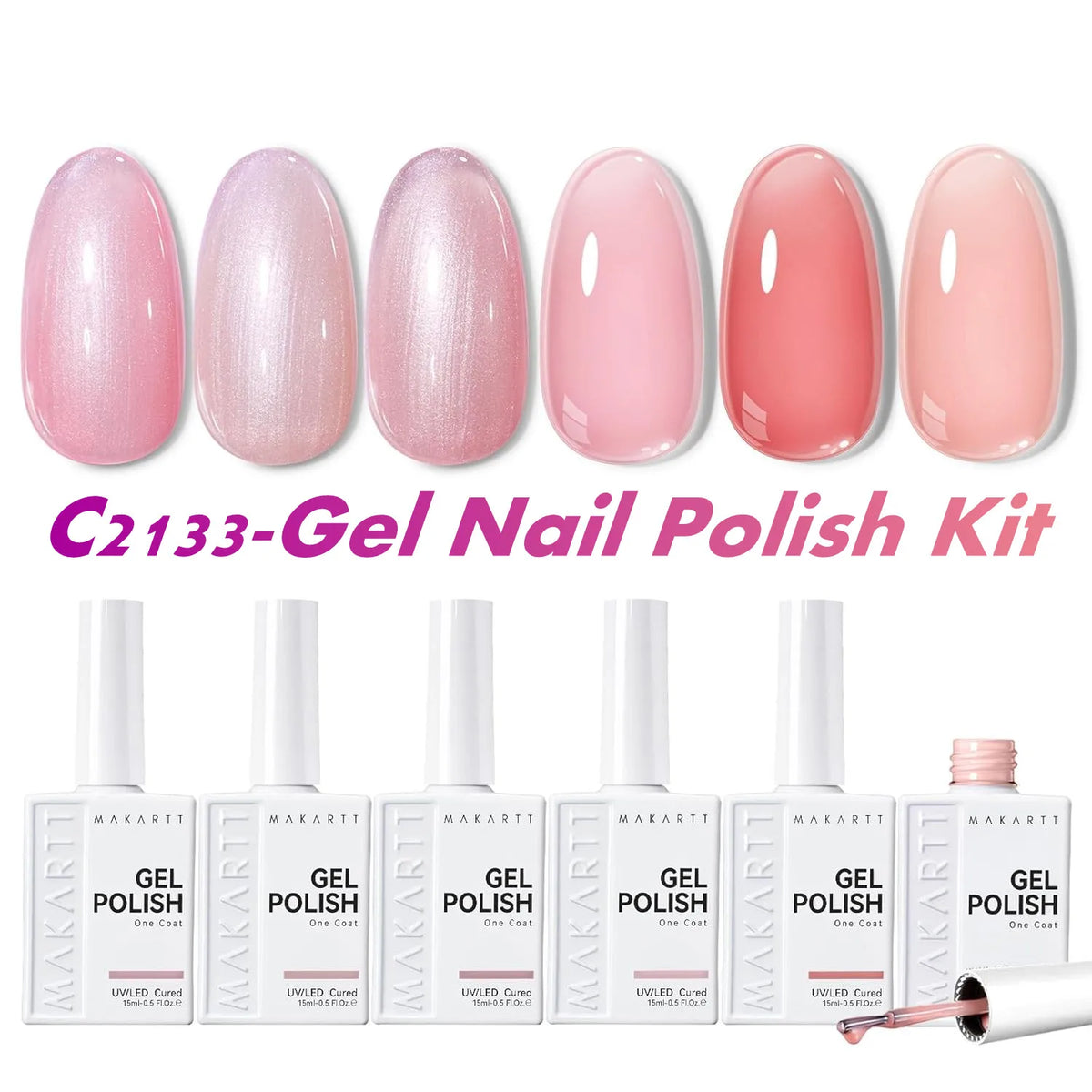 Makartt 6 Colors Cat Eye Gel Nail Polish Set, Magnetic Nail Art Gel Kit Soak Off UV LED Lamp Required Manicure Tools For Women