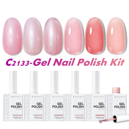 Makartt 6 Colors Cat Eye Gel Nail Polish Set, Magnetic Nail Art Gel Kit Soak Off UV LED Lamp Required Manicure Tools For Women