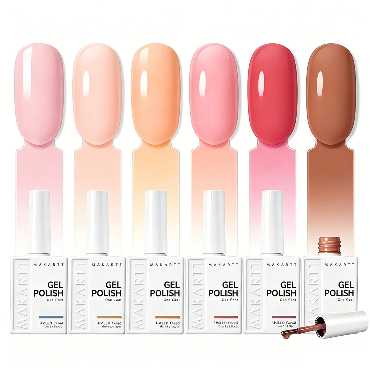 Makartt 6 Colors Gel Nail Polish Set 15ml Jelly Sheer Pink Nude White Red One N'Done Soak Off UV Nail Art Manicure Salon DIY