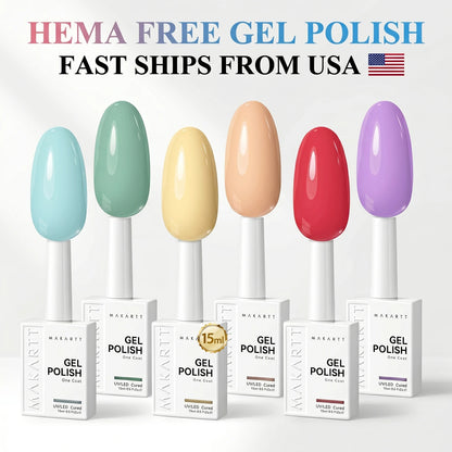 Makartt Pastel Gel Nail Polish Set 6 Colors 15ML One N'Done Spring Summer Baby Blue Green Yellow Purple Red Soak Off UV LED