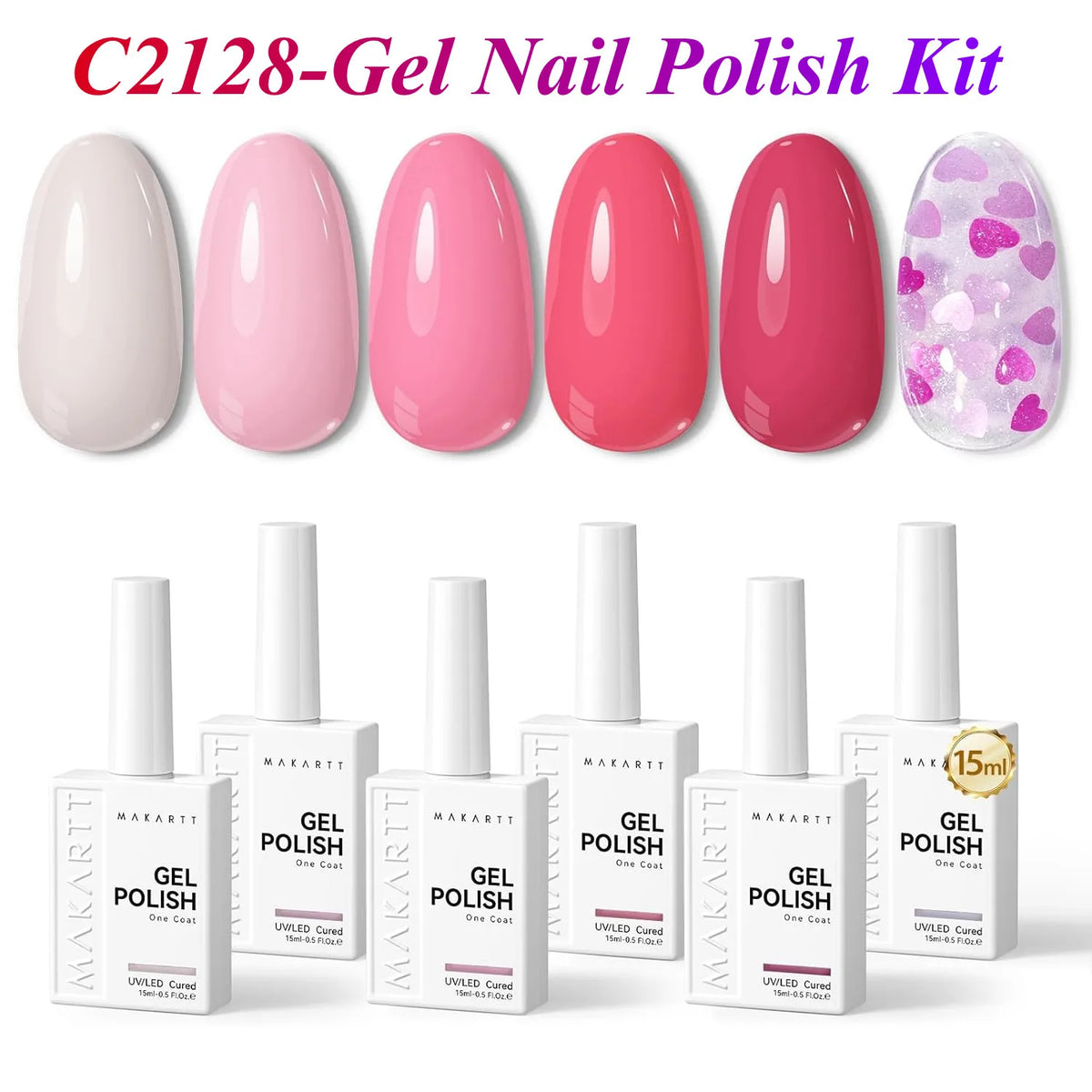 Makartt Pastel Gel Nail Polish Set 6 Colors 15ML One N'Done Spring Summer Baby Blue Green Yellow Purple Red Soak Off UV LED