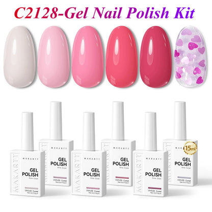 Makartt Pastel Gel Nail Polish Set 6 Colors 15ML One N'Done Spring Summer Baby Blue Green Yellow Purple Red Soak Off UV LED