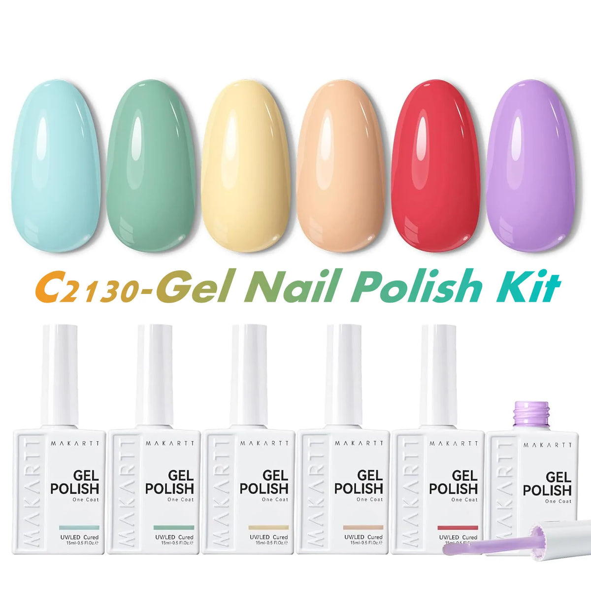 Makartt 6 Colors Cat Eye Gel Nail Polish Set, Magnetic Nail Art Gel Kit Soak Off UV LED Lamp Required Manicure Tools For Women