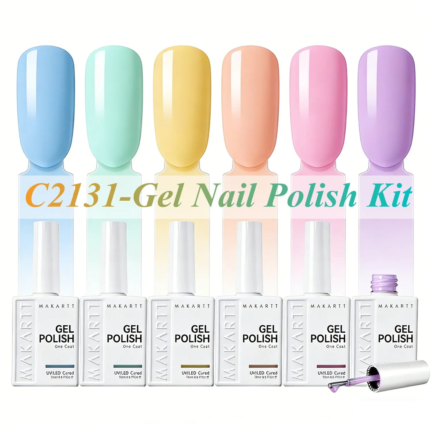 Makartt Pastel Gel Nail Polish Set 6 Colors 15ML One N'Done Spring Summer Baby Blue Green Yellow Purple Red Soak Off UV LED
