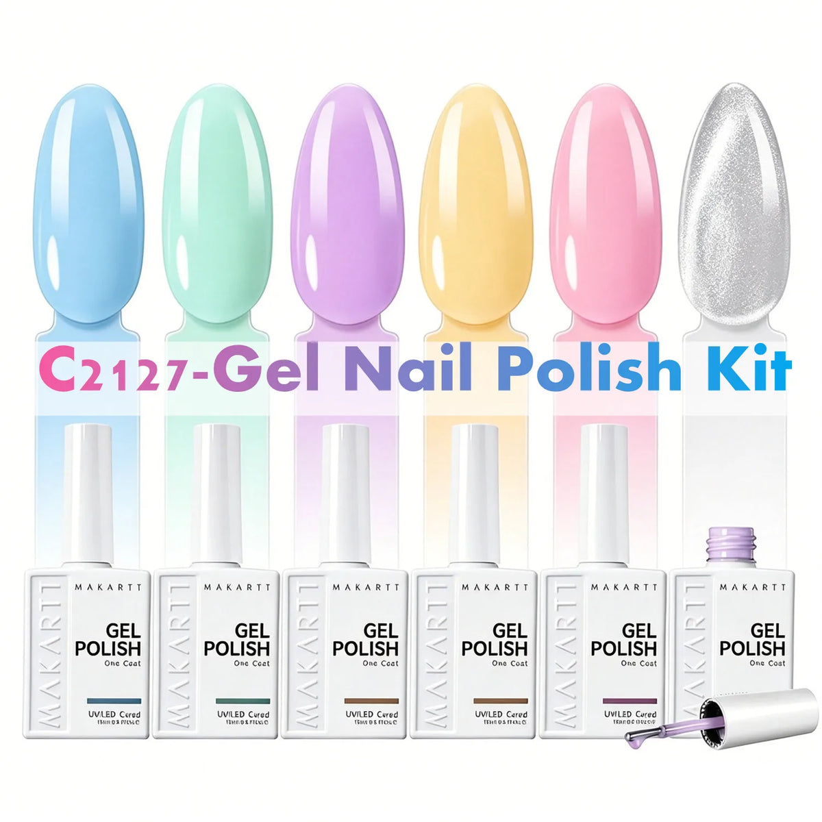Makartt 6 Colors Cat Eye Gel Nail Polish Set, Magnetic Nail Art Gel Kit Soak Off UV LED Lamp Required Manicure Tools For Women