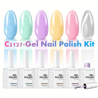 Makartt 6 Colors Cat Eye Gel Nail Polish Set, Magnetic Nail Art Gel Kit Soak Off UV LED Lamp Required Manicure Tools For Women