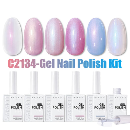 Makartt Pastel Gel Nail Polish Set 6 Colors 15ML One N'Done Spring Summer Baby Blue Green Yellow Purple Red Soak Off UV LED