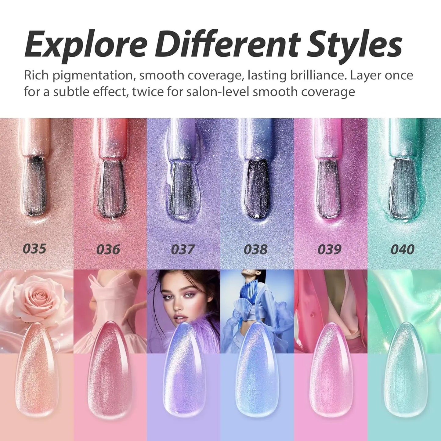 Makartt 6 Colors Cat Eye Gel Nail Polish Set, Magnetic Nail Art Gel Kit Soak Off UV LED Lamp Required Manicure Tools For Women