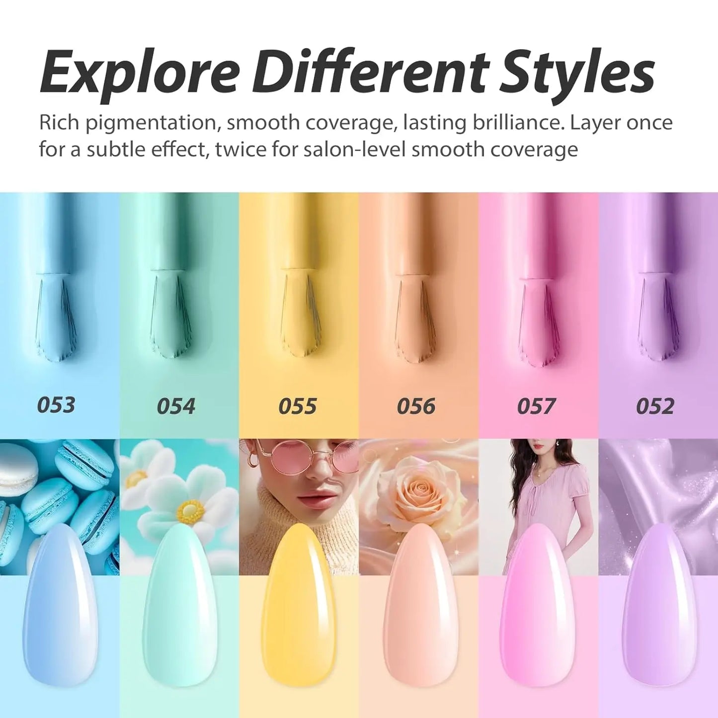 Makartt Pastel Gel Nail Polish Set 6 Colors 15ML One N'Done Spring Summer Baby Blue Green Yellow Purple Red Soak Off UV LED