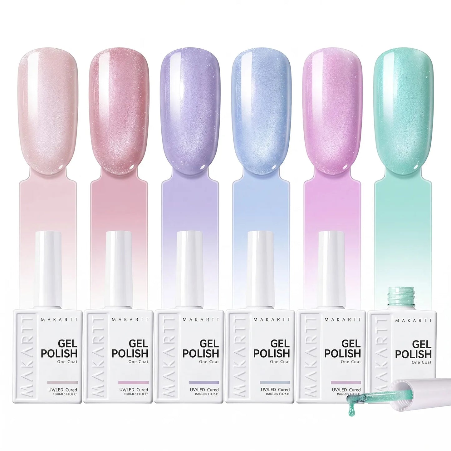 Makartt 6 Colors Cat Eye Gel Nail Polish Set, Magnetic Nail Art Gel Kit Soak Off UV LED Lamp Required Manicure Tools For Women