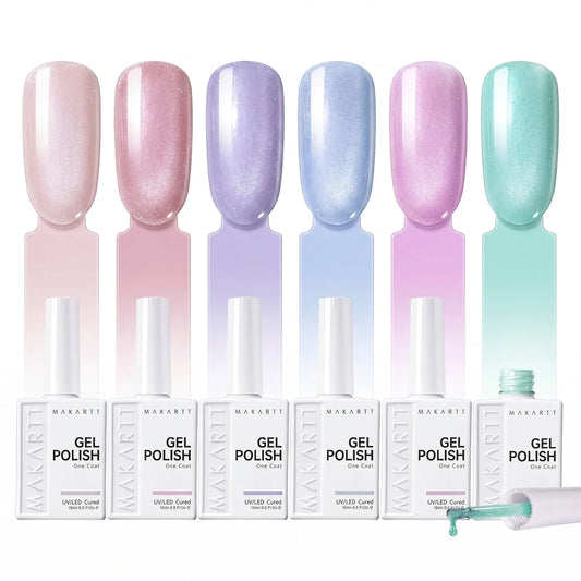 Makartt 6 Colors Cat Eye Gel Nail Polish Set, Magnetic Nail Art Gel Kit Soak Off UV LED Lamp Required Manicure Tools For Women