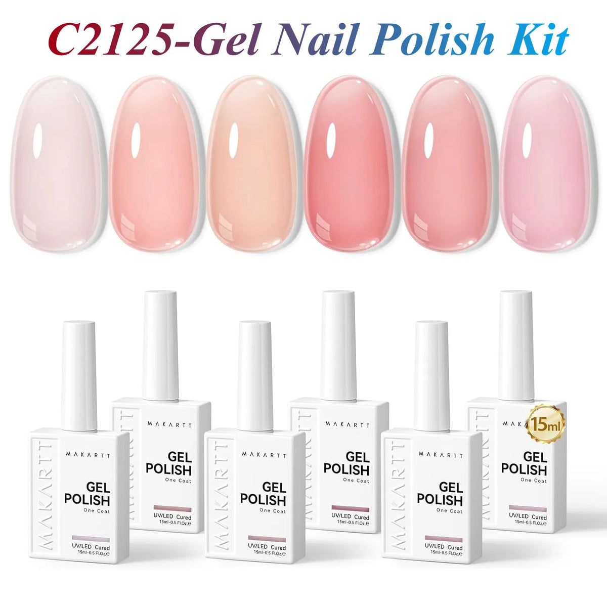 Makartt Pastel Gel Nail Polish Set 6 Colors 15ML One N'Done Spring Summer Baby Blue Green Yellow Purple Red Soak Off UV LED
