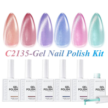 Makartt 6 Colors Gel Nail Polish Set 15ml Jelly Sheer Pink Nude White Red One N'Done Soak Off UV Nail Art Manicure Salon DIY