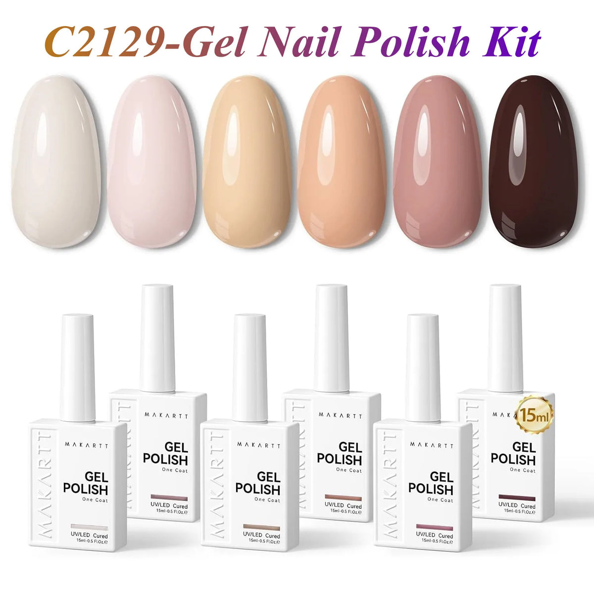 Makartt Pastel Gel Nail Polish Set 6 Colors 15ML One N'Done Spring Summer Baby Blue Green Yellow Purple Red Soak Off UV LED