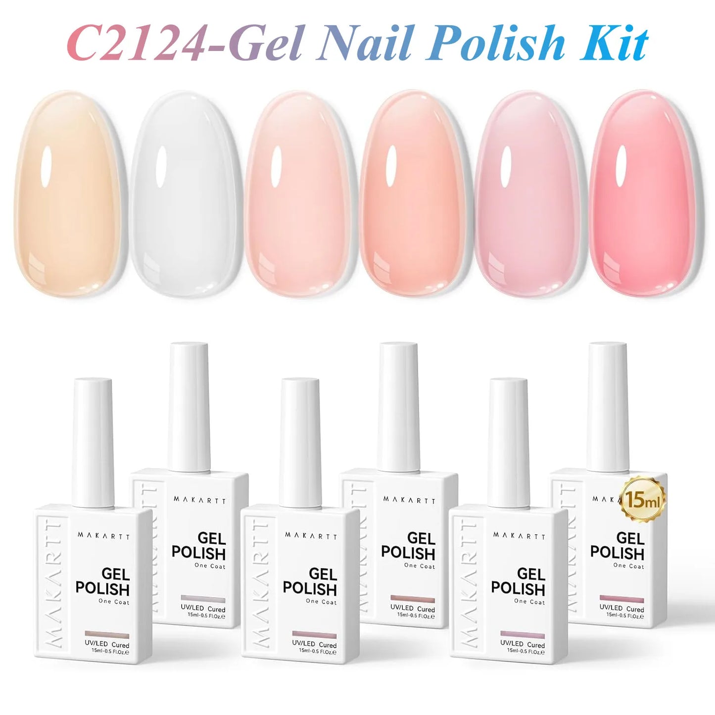 Makartt Pastel Gel Nail Polish Set 6 Colors 15ML One N'Done Spring Summer Baby Blue Green Yellow Purple Red Soak Off UV LED