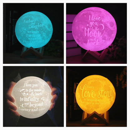 Photo Customize Moon Lamp 2/3/16 Colors Night Light Photo Custom Picture Engraved Moon Light Gift for Wife,Husband,Kids