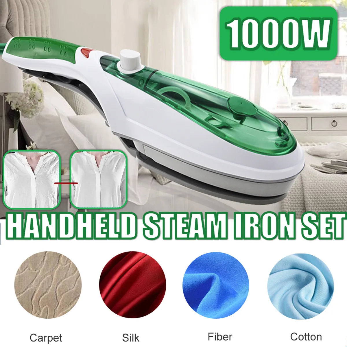 1000W Handheld Garment Steamer Brush Portable Steam Iron Clothes Generator Ironing Steamer For Clothes Underwear Home Appliances