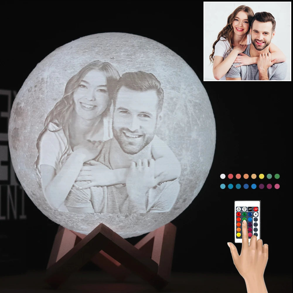 Customized Personality 3D Printing Moon Novelty Light Lunar USB Charging Night Lamp Touch/Remote 2/16 Colors Moonlight