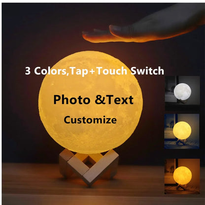 Customized Personality 3D Printing Moon Novelty Light Lunar USB Charging Night Lamp Touch/Remote 2/16 Colors Moonlight