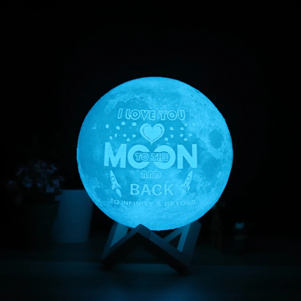 Customized Personality 3D Printing Moon Novelty Light Lunar USB Charging Night Lamp Touch/Remote 2/16 Colors Moonlight