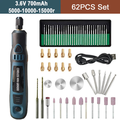 Cordless Electric Drill Micro Rotary Tool 3.6V 5000-10000-15000r Rechargeable Wireless Mini Grinder Mini Drill Engraver Kit