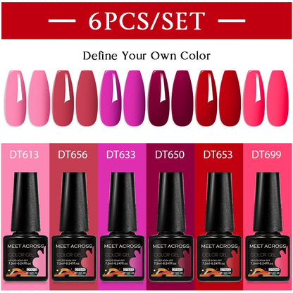 6pcs Gel Nail Polish Set HEMA TPO FREE Semi Permanent Soak Off UV Gel Varnish Nail Art Decoration Summer Nails DIY Nail Supplies