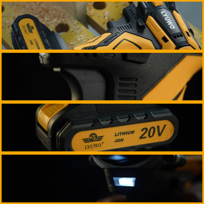 LYUWO 12/16.8/21V Cordless Drill Rechargeable Electric Screwdriver Lithium Battery Household Multi-function 2 Speed Power Tools