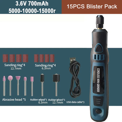 Cordless Electric Drill Micro Rotary Tool 3.6V 5000-10000-15000r Rechargeable Wireless Mini Grinder Mini Drill Engraver Kit