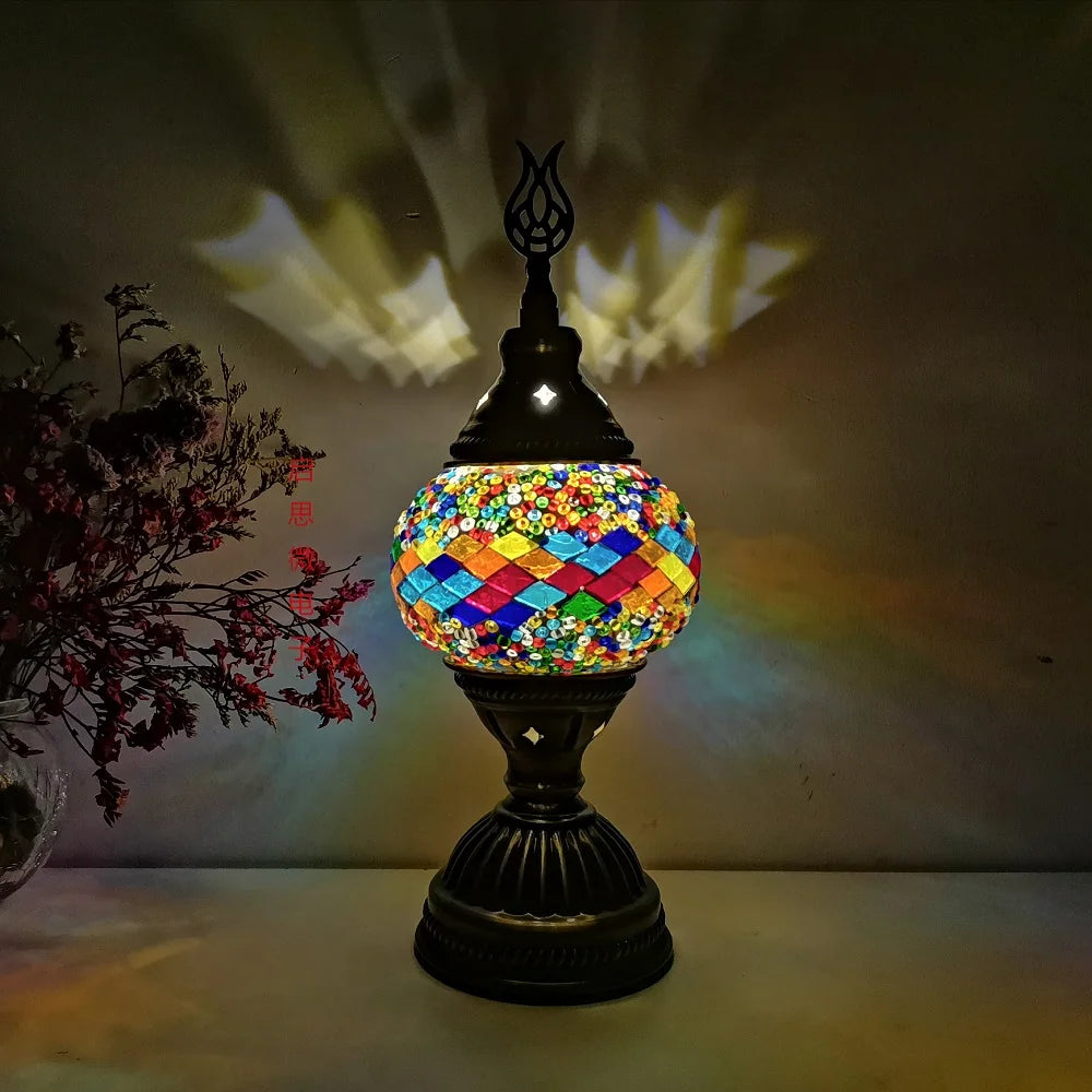 Mosaic Table Lamp Vintage Art Deco Handcrafted Lamparas De Mesa Mosaic Glass Bed Light Lamparas Con Mosaicos Night Lights