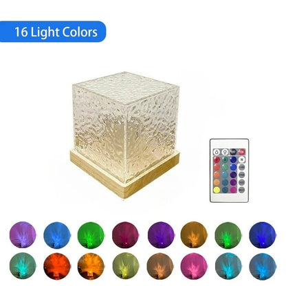 3/16 Colors Dynamic Rotating Water Ripple Projector Night Light Flame Crystal Lamp for Living Room Study Bedroom Rotating Light