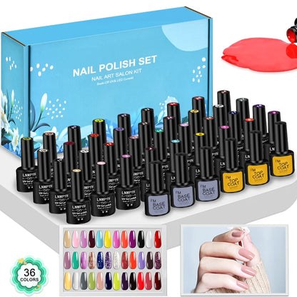 42Pcs/Set Gel Nail Polish Kit Hybrid Varnish Set For Manicure Nails Art UV LED Nail Art Gel Semi Permanent Base Top Coat Varnish