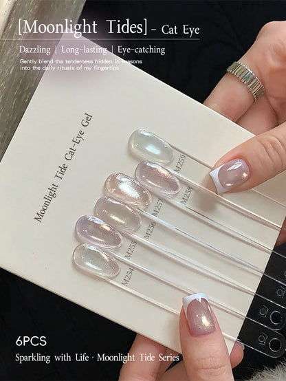 XEIJAYI 6Pcs 15ml Moonlight Tide Cat Eye Nail Gel Set Semi-permanent Nail Soak UV LED Nail Salon DIY Nail Gel