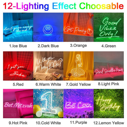 Custom LED Neon Signs, Personalized Letter Light Wall Decor for Weddings, Birthdays, Bedrooms, Game Rooms, Bars & Beauty Studios