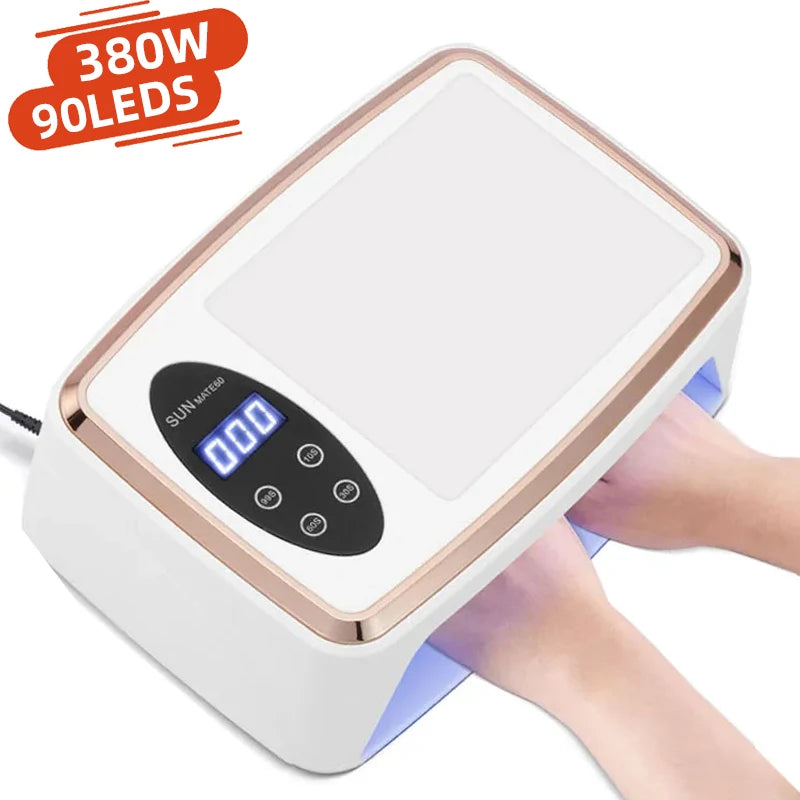 NEW 90LEDS UV LED Lamp For Nail Manicure 380W Professional Gel Polish Drying Lamps With Hand Pillow Wear High-power Nail Dryer