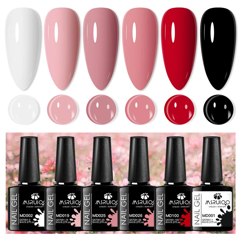 6pcs 8ml Summer Color Gel Nail Polish Set HEMA TPO FREE Semi Permanent Soak Off UV Gel Varnish Nail Art Decoration Nail Supplies