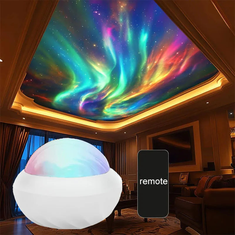 RGB Atmosphere Night Lights Northern Light Projector Remote Control USB Aurora Projection Lamp 360° Rotate for Home Party Decor