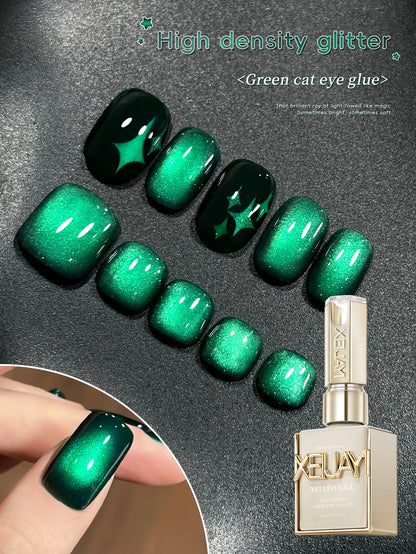 15ml Snow Pear Crushed Ice Cat Eye Gel Nail Polish,  Shiny Bubble-Free UV/LED Quick-Drying Gel Suitable For Nail Art DIY Design