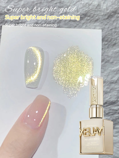 15ml Snow Pear Crushed Ice Cat Eye Gel Nail Polish,  Shiny Bubble-Free UV/LED Quick-Drying Gel Suitable For Nail Art DIY Design