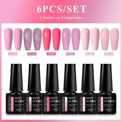 6pcs Gel Nail Polish Set HEMA Free 7ml Semi Permanent Soak Off UV Gel Varnish Nail Art Decoration Christmas Nails Nail Supplies